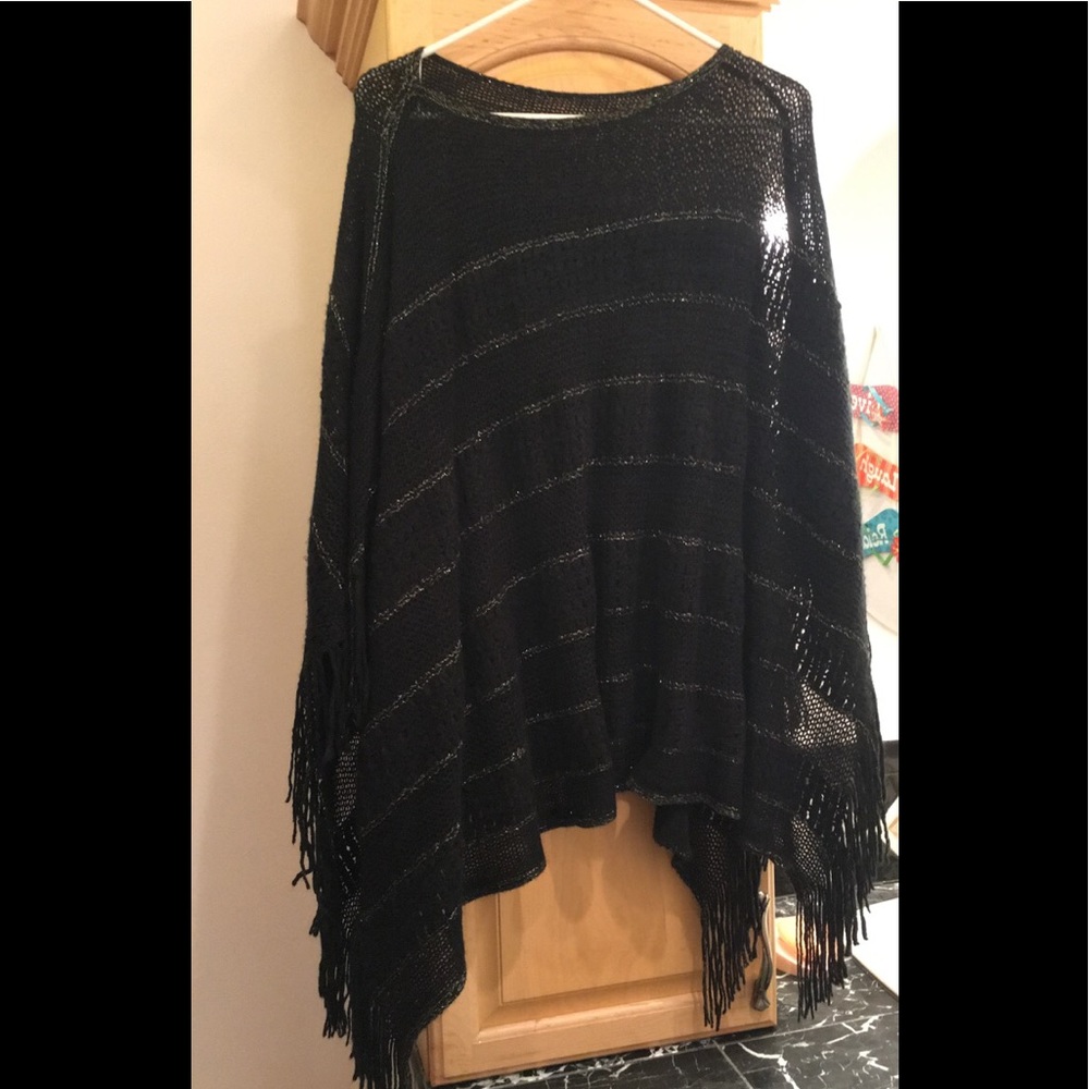 Black knitted poncho